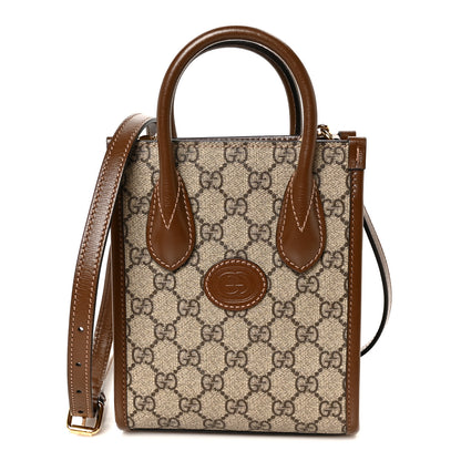 Gucci GG Supreme Monogram Azalea Calfskin Mini Retro Interlocking G Tote Bag Beige Ebony Brown Sugar 1 of 11
