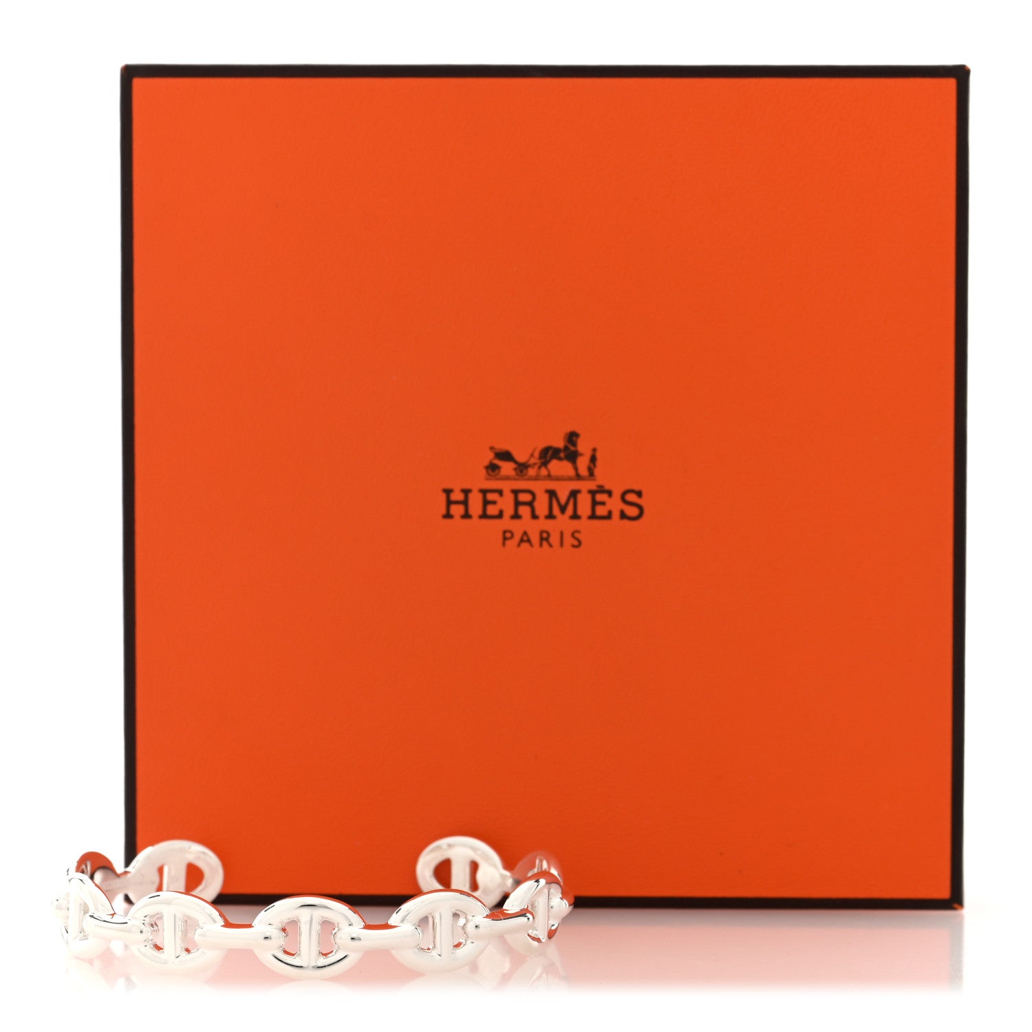 Hermes Sterling Silver MM Chaine d'Ancre Enchainee Cuff Bracelet SH 4 of 4