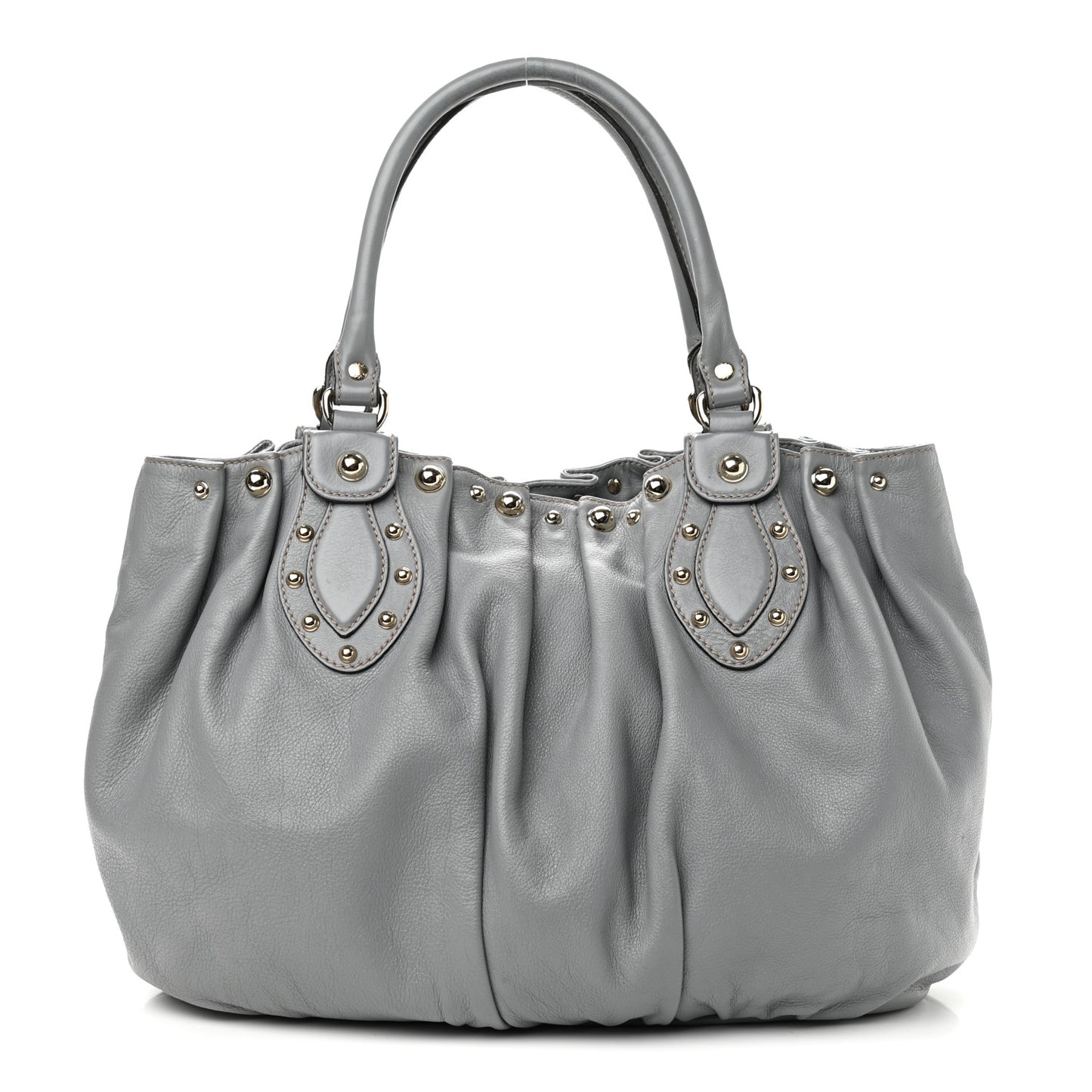 Calfskin Studded Pelham Tote Grey