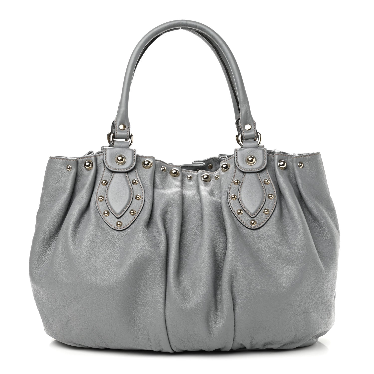 Gucci Calfskin Studded Pelham Tote Grey 1 of 15