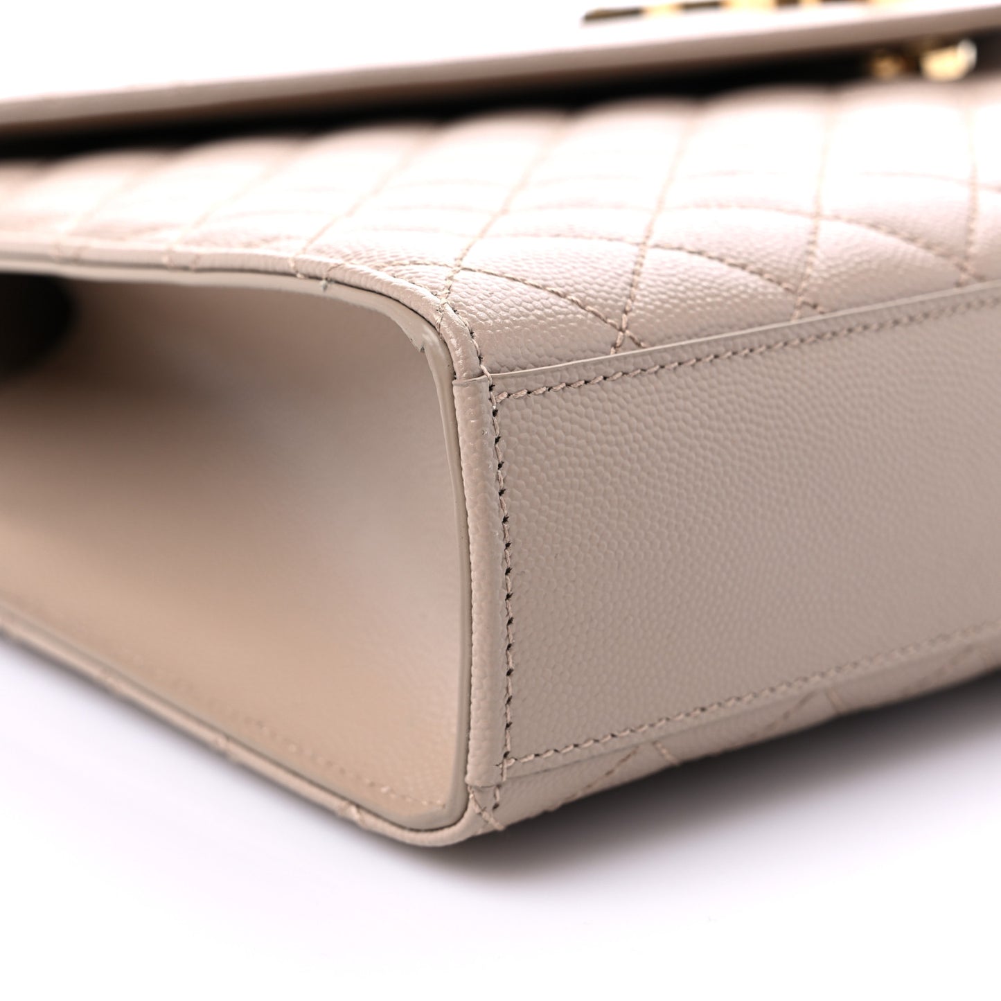 Grain De Poudre Mixed Matelasse Large Triquilt Monogram Satchel Dark Beige