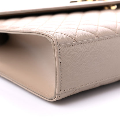 Saint Laurent Grain De Poudre Mixed Matelasse Large Triquilt Monogram Satchel Dark Beige 8 of 9