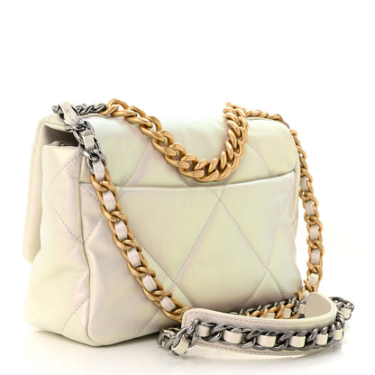 Chanel Iridescent Calfskin Quilted Medium Chanel 19 Flap White 3 of 11