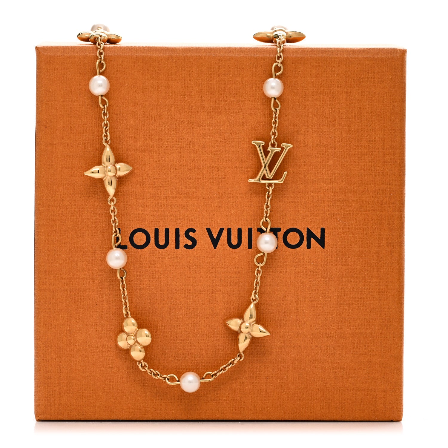 Louis Vuitton Metal Resin Louisa Necklace Gold 6 of 6
