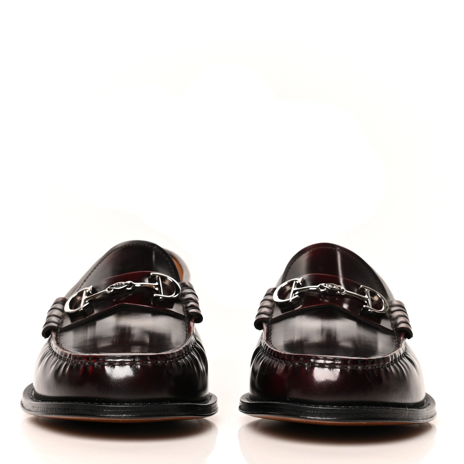 Christian Dior Brushed Calfskin Mens Logo Plaque Loafers 40 Red Black 2 of 8