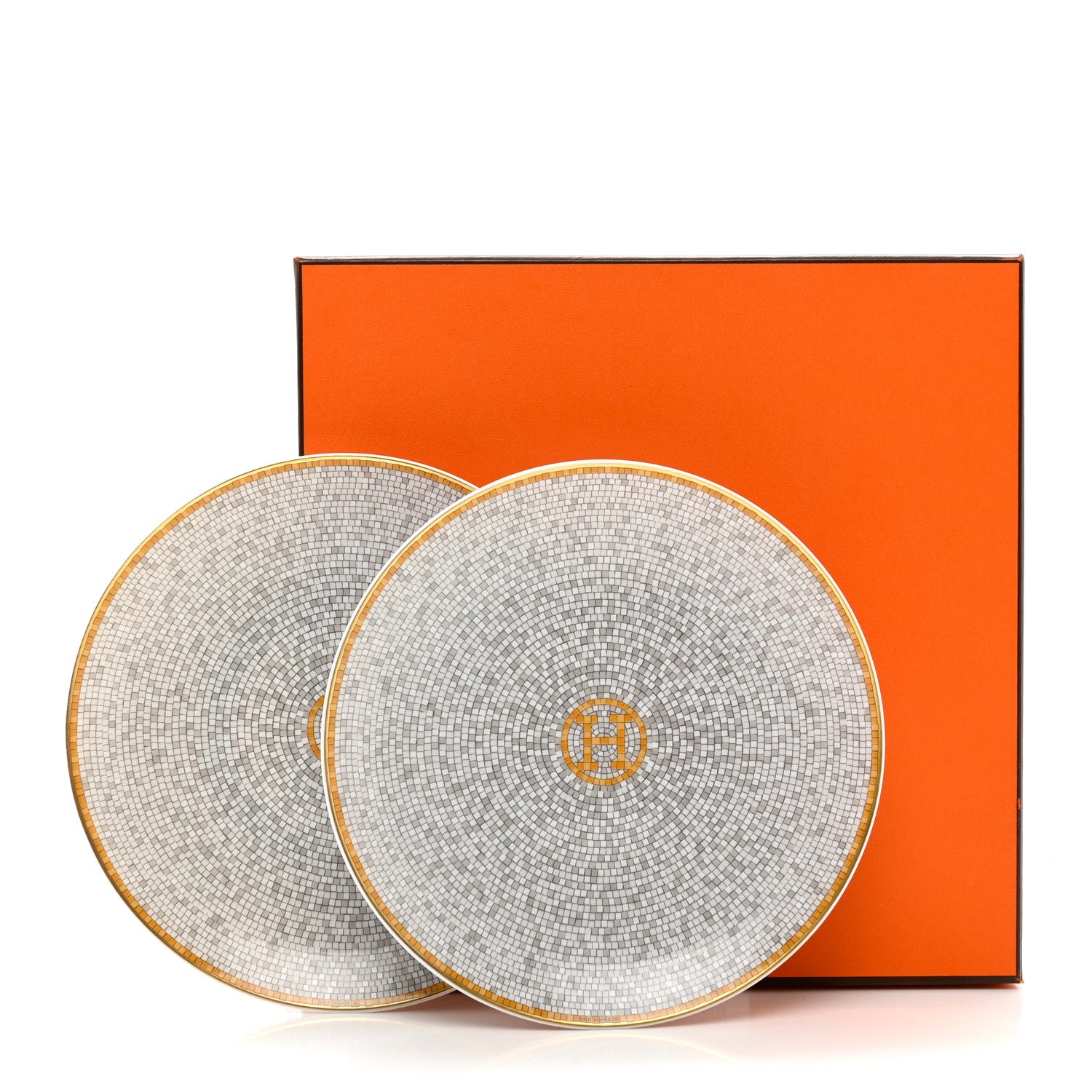 Hermes Porcelain Mosaique Au 24 Bread And Butter Plate Set of 2 Gold 6 of 6