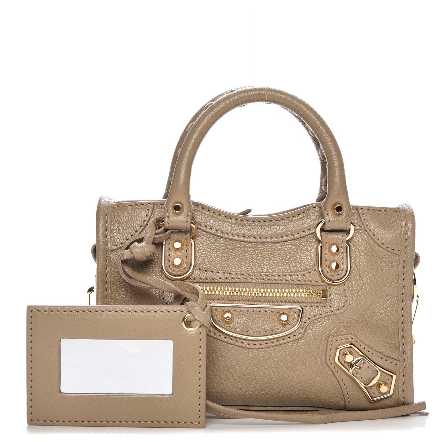 Chevre Gold Metallic Edge Hardware Nano City Beige Latte