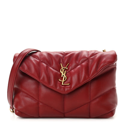 Saint Laurent Lambskin Quilted Toy Loulou Puffer Monogram Chain Satchel Red 1 of 11