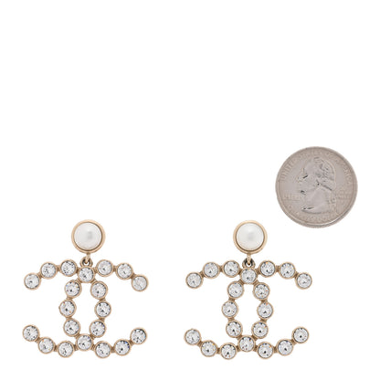 Chanel Crystal Pearl Large CC Drop Earrings Gold 2 of 5