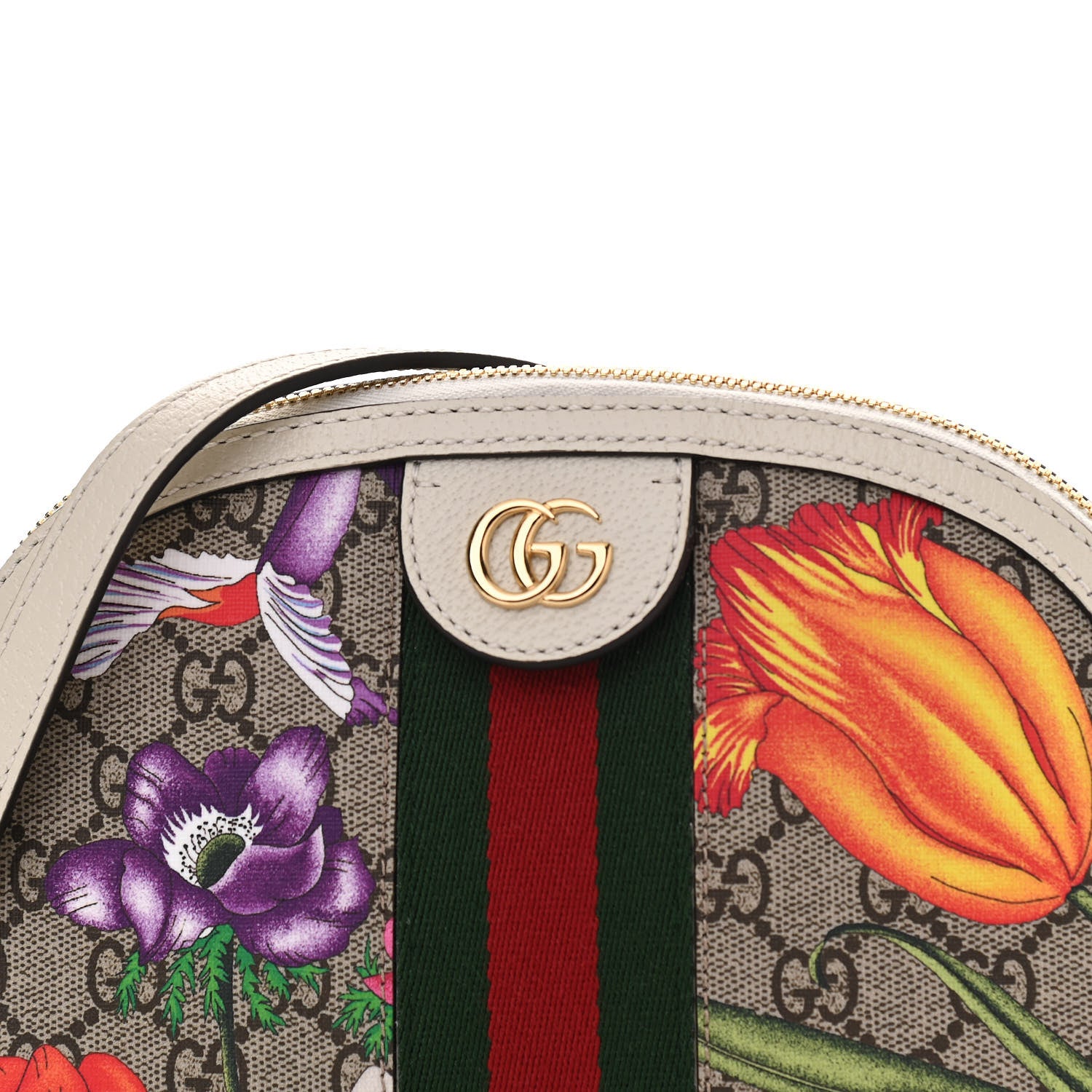 Gucci GG Supreme Monogram Flora Web GG Small Ophidia Dome Shoulder Bag White 8 of 10