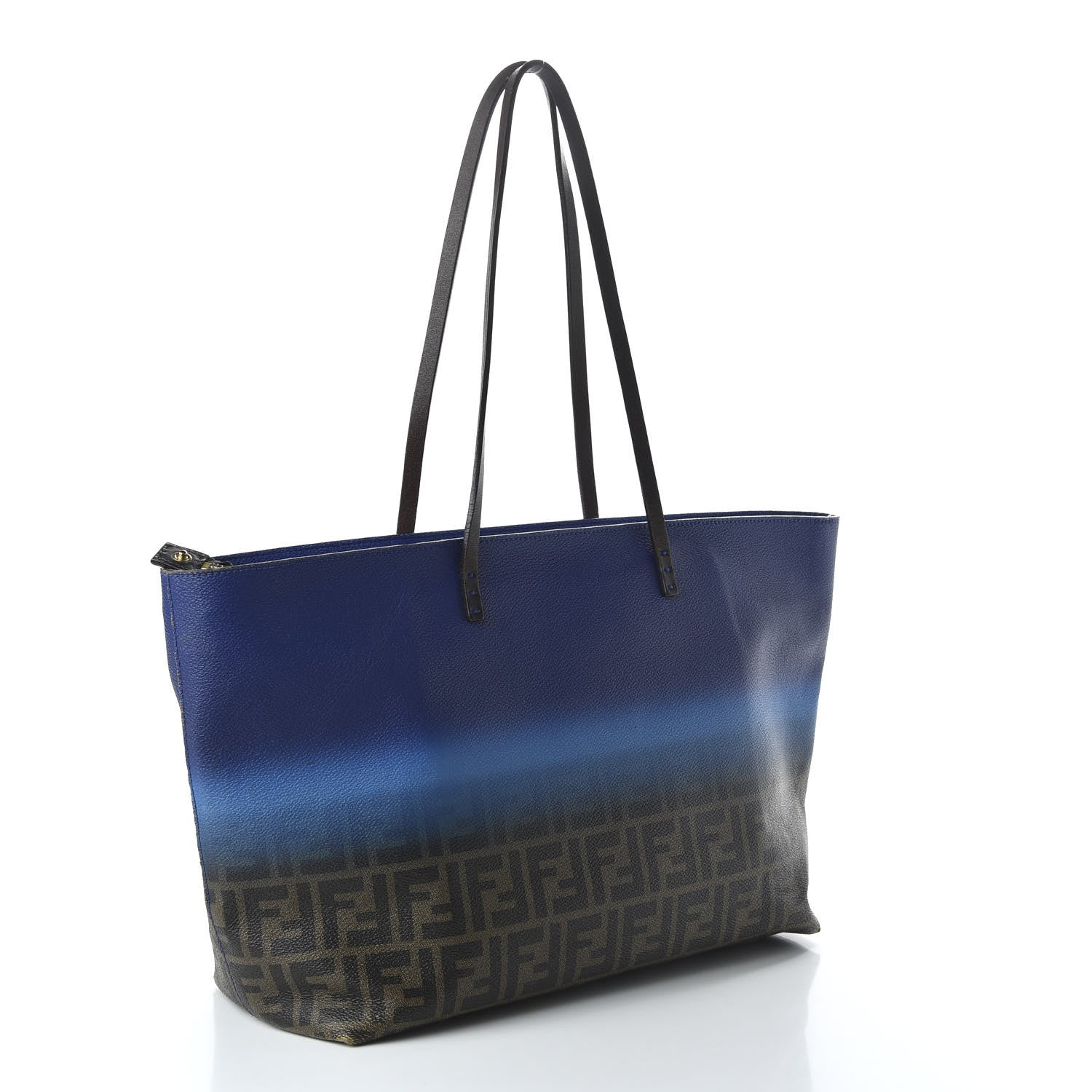 Fendi Ombre Zucca Spalmati Medium Roll Tote Tobacco Turquoise 2 of 8