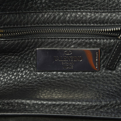Valentino Garavani Grained Calfskin Onyx Small Rockstud Rolling Tote Black 5 of 9