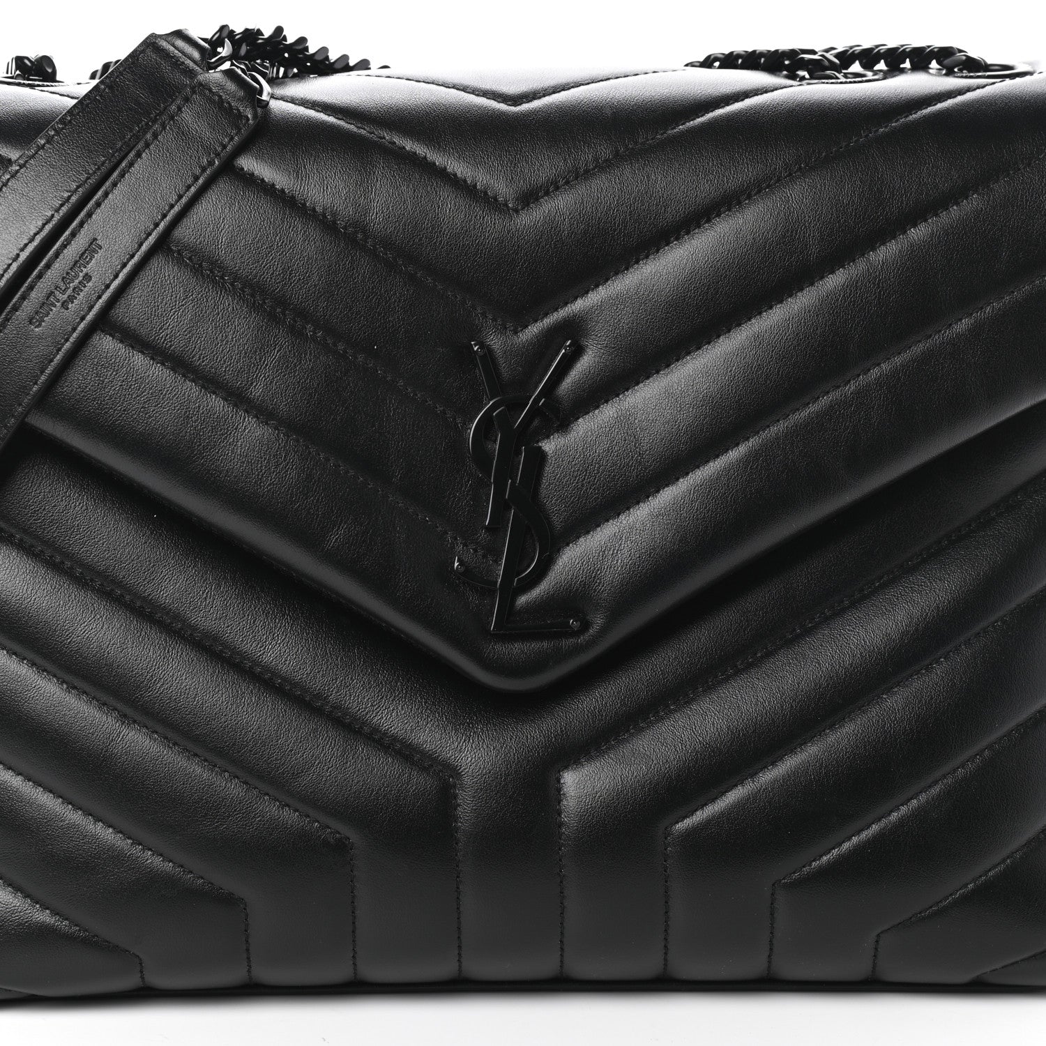 Saint Laurent Calfskin Y Quilted Monogram Medium Loulou Chain Satchel Black 7 of 9