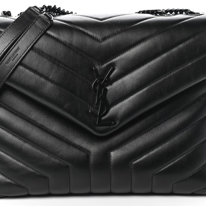 Saint Laurent Calfskin Y Quilted Monogram Medium Loulou Chain Satchel Black 7 of 9
