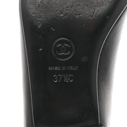 Chanel Shiny Lambskin Grosgrain Pearl Mary Jane Flats 37.5 Black 8 of 10