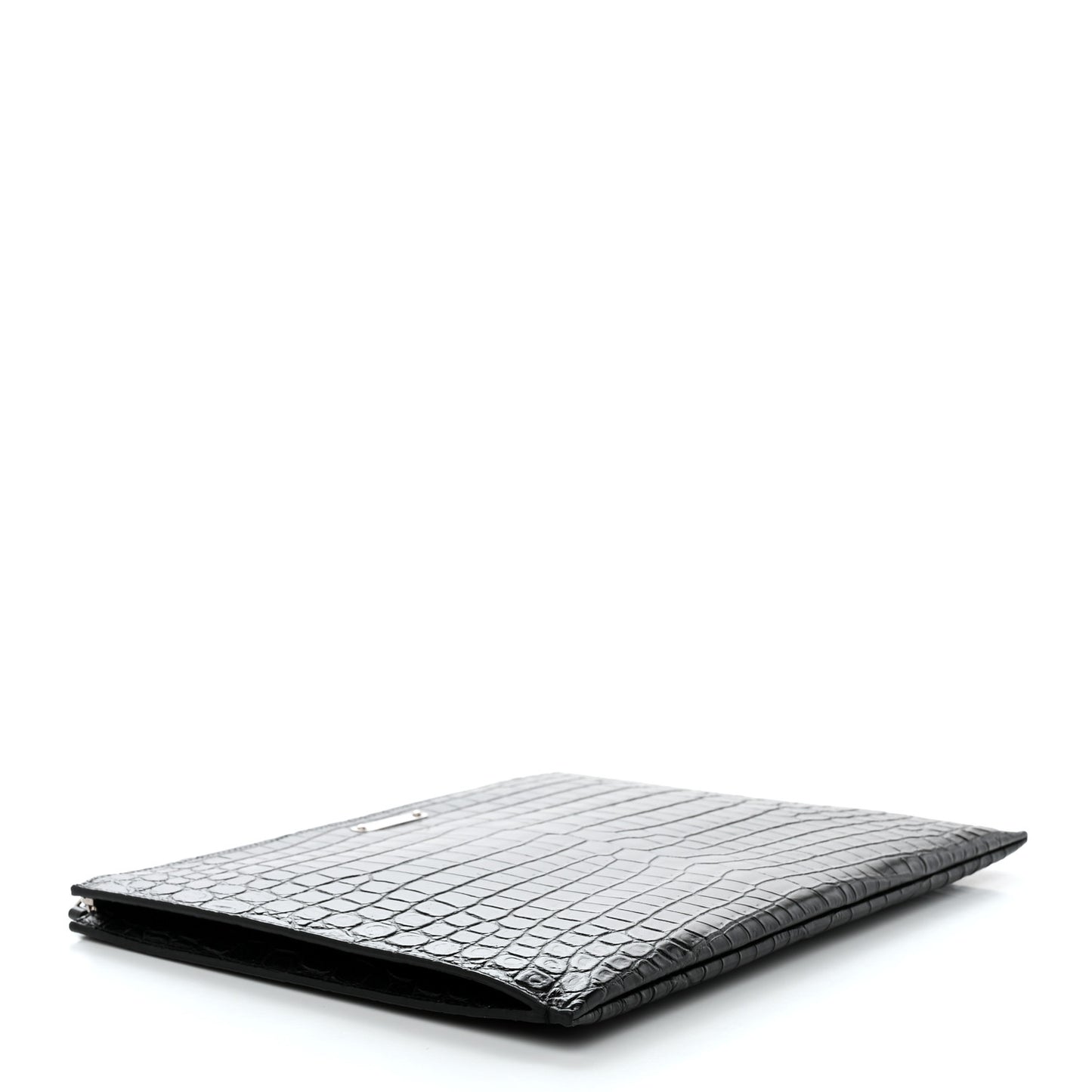 Calfskin Crocodile Embossed Document Holder Black