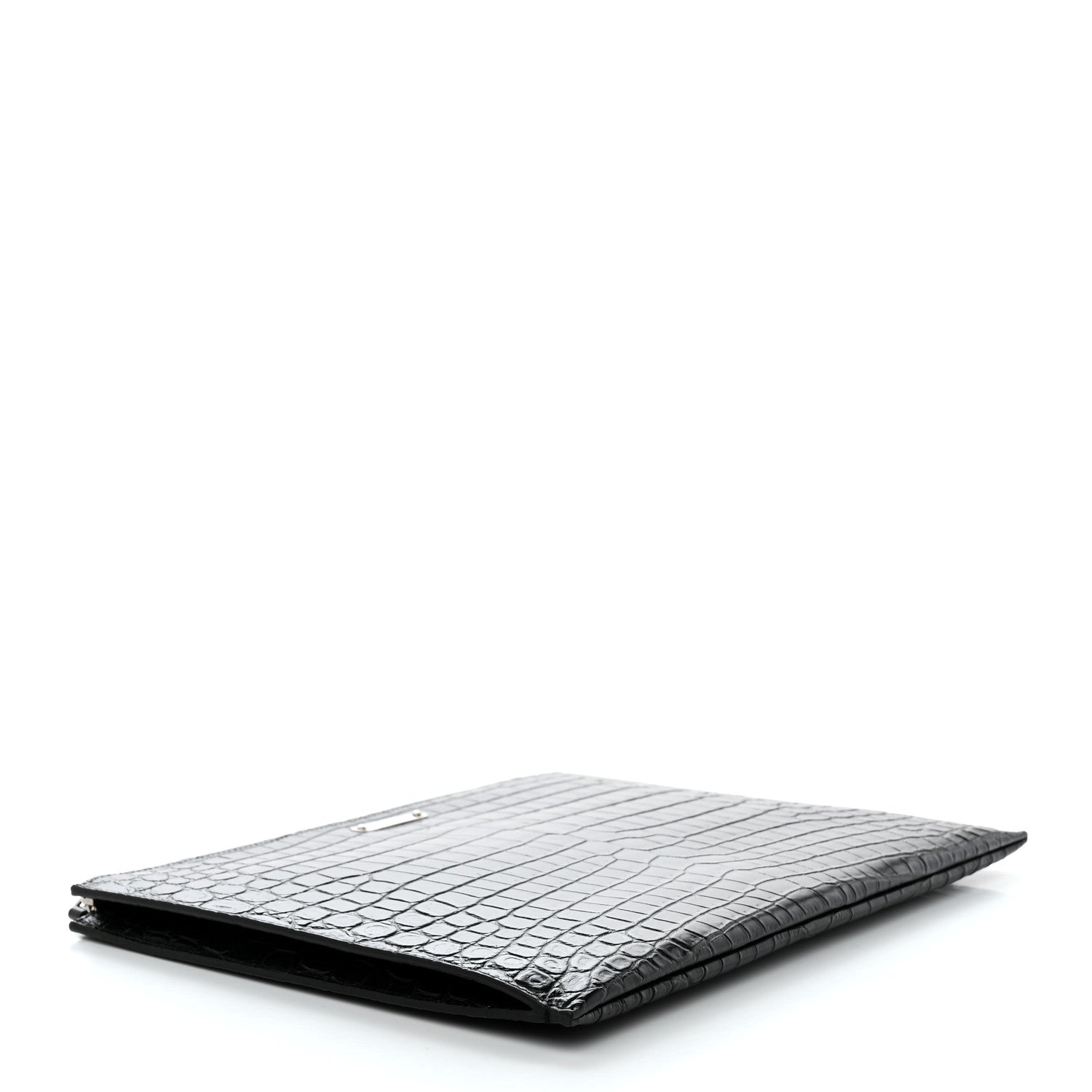 Saint Laurent Calfskin Crocodile Embossed Document Holder Black 4 of 9