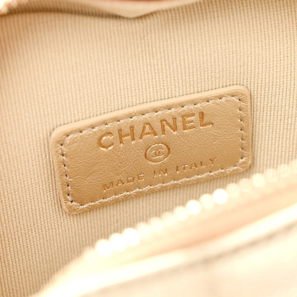 Chanel Metallic Lambskin Quilted CC In Love Heart Waist Belt Bag With Chain Gold 6 of 13