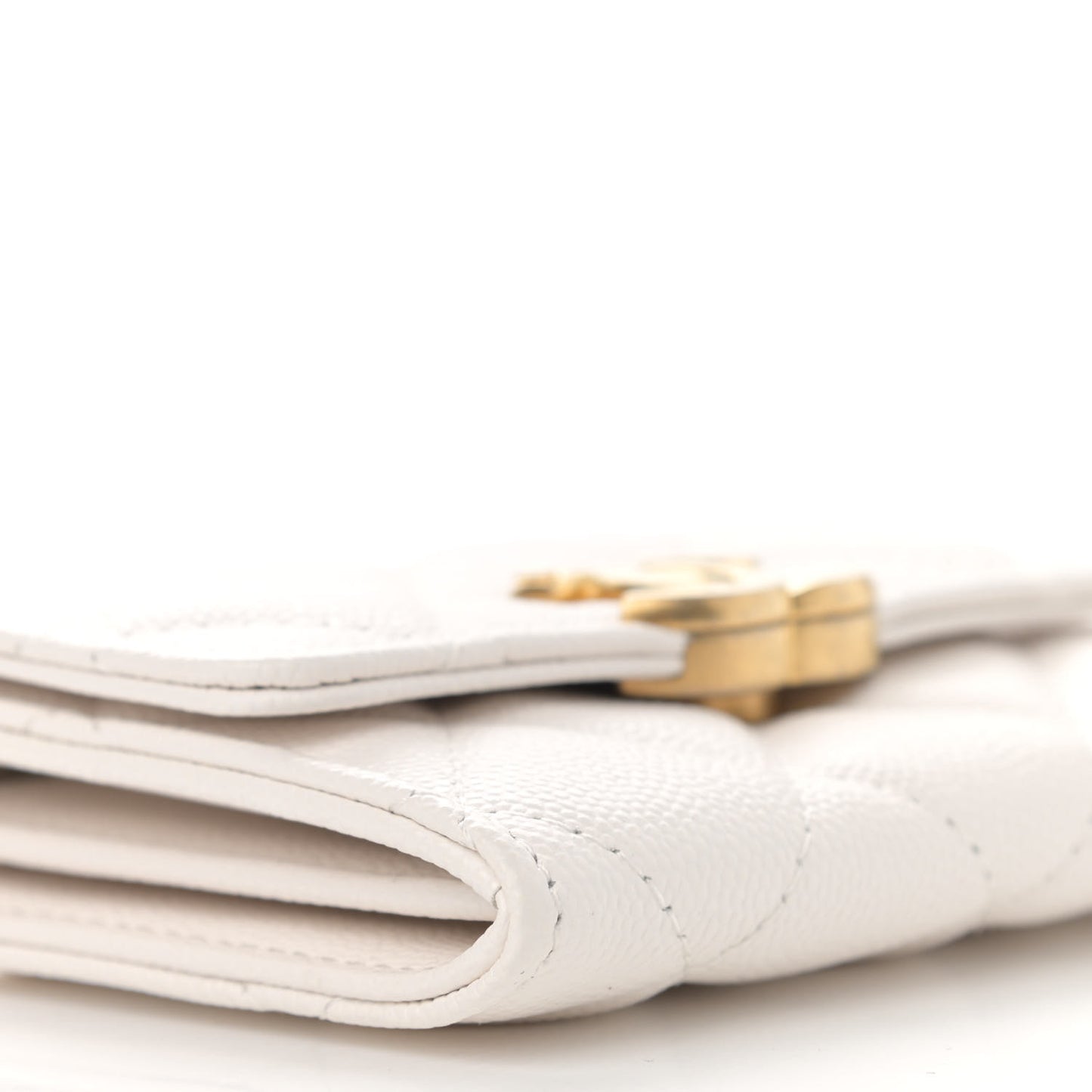 Caviar Quilted Bracelet On Chain Clutch White