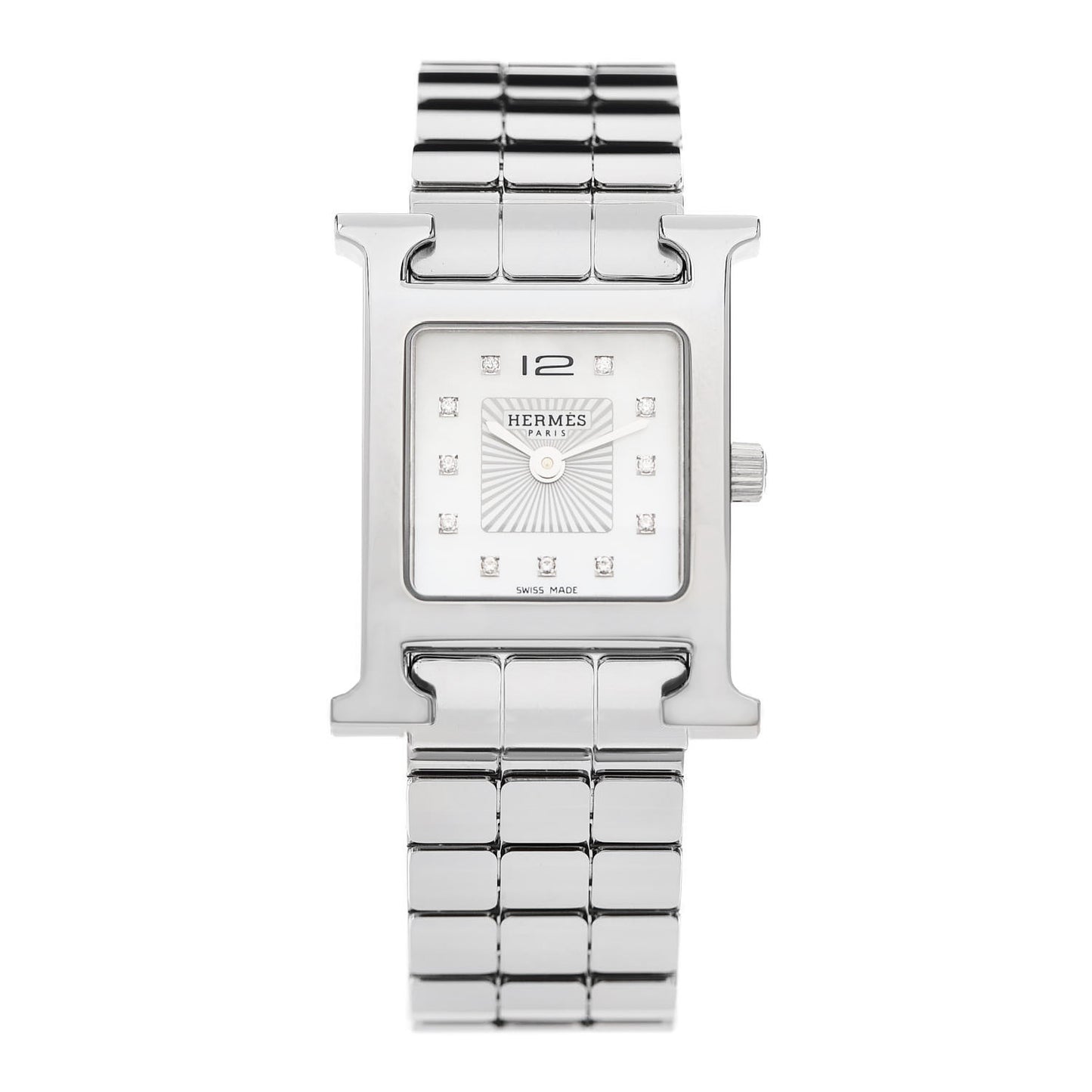 Stainless Steel Diamond Mother of Pearl 21mm Heure H Hour Quartz Watch