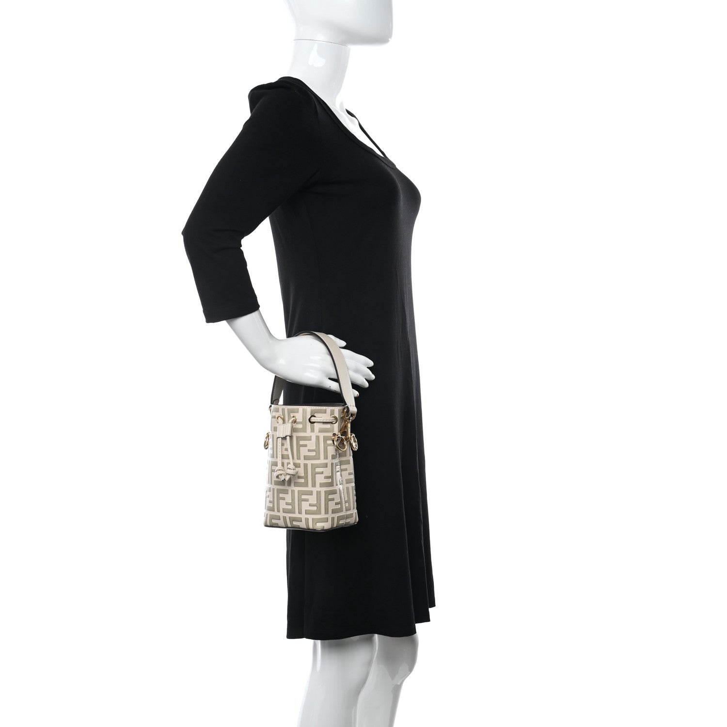 Fendi Vitello Liberty F is Fendi Bi-Color FF 1974 Embossed Mini Mon Tresor Bucket Bag Camelia Mandorlo 2 of 9