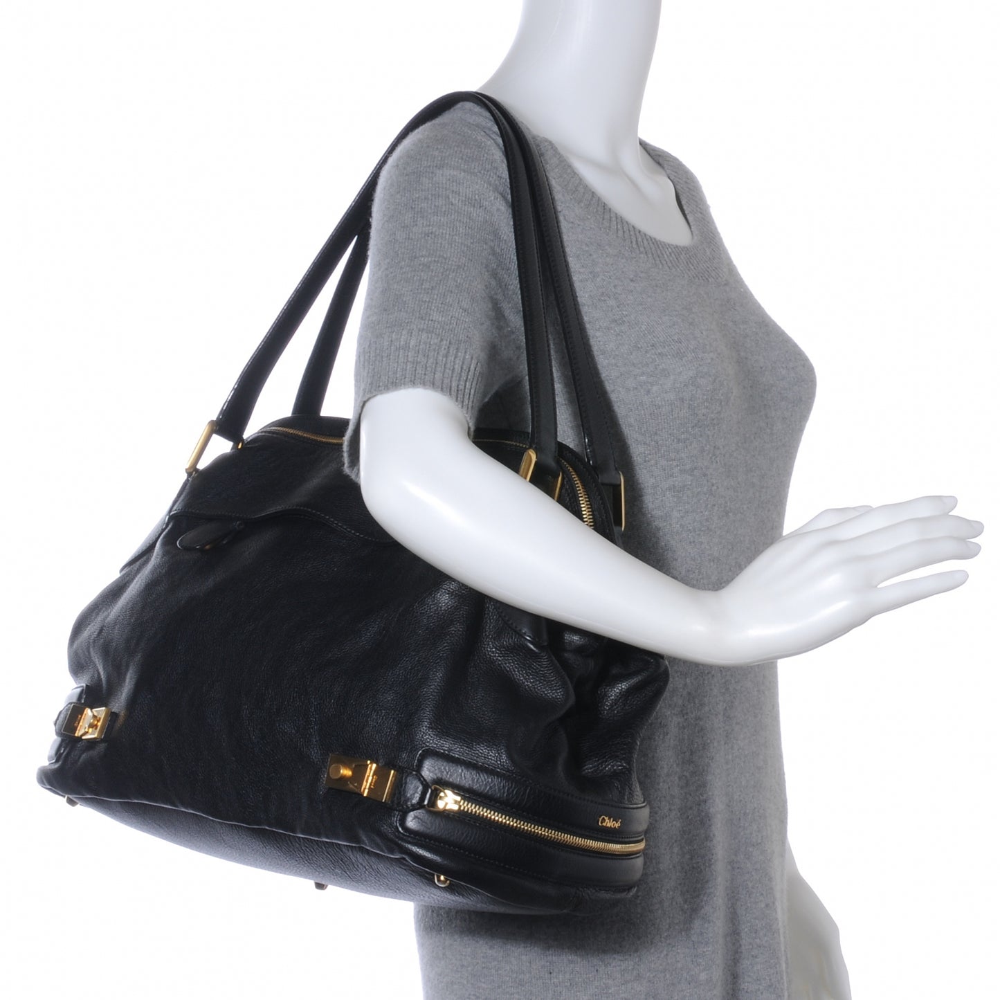 Leather Cary Shoulder Bag Black