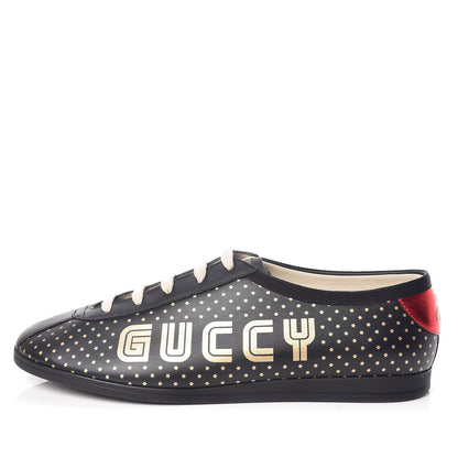 Gucci X SEGA Calfskin GUCCY Stars Mens Falacer Sneakers 9 Black 1 of 10