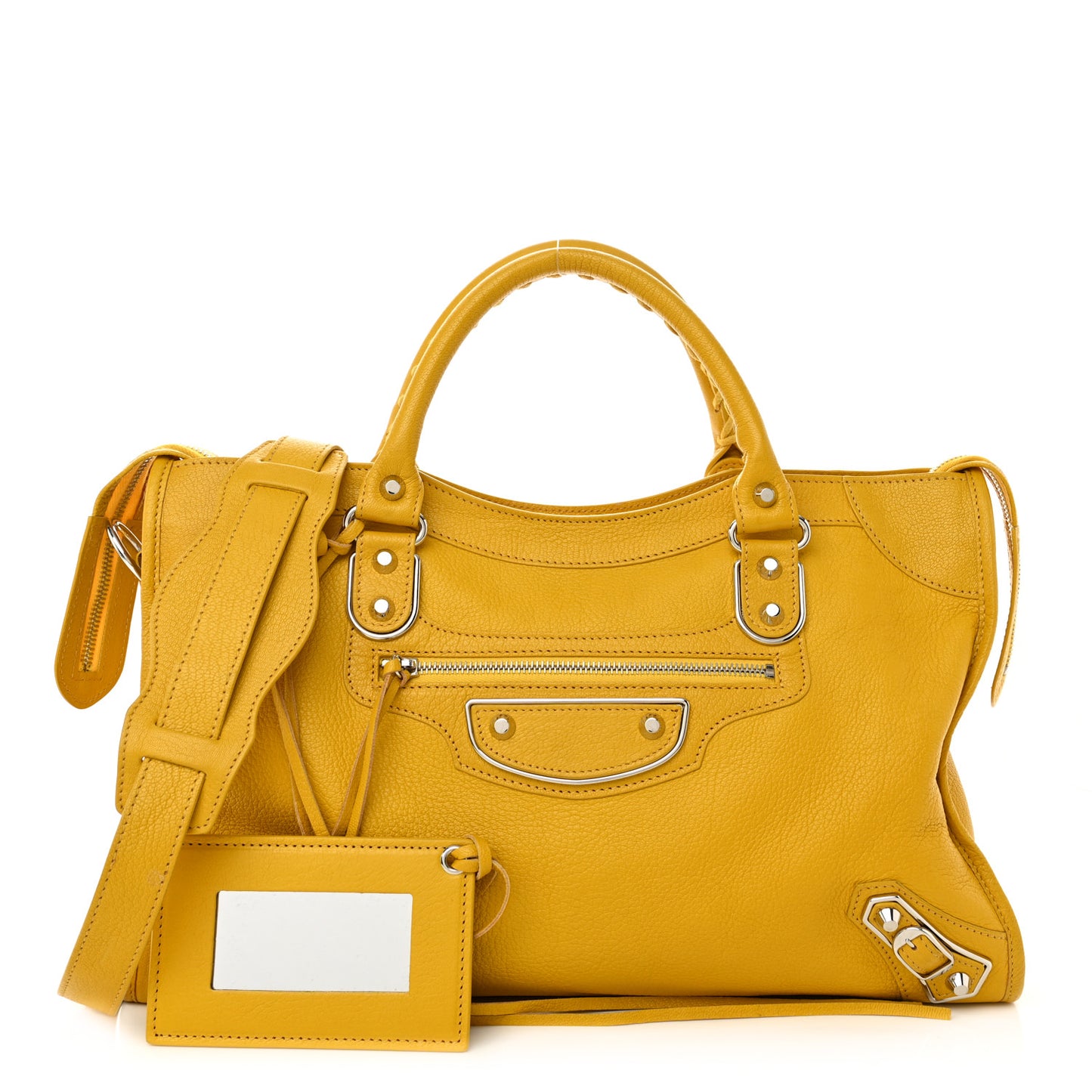 Chevre Silver Metallic Edge Hardware City Jaune Epi