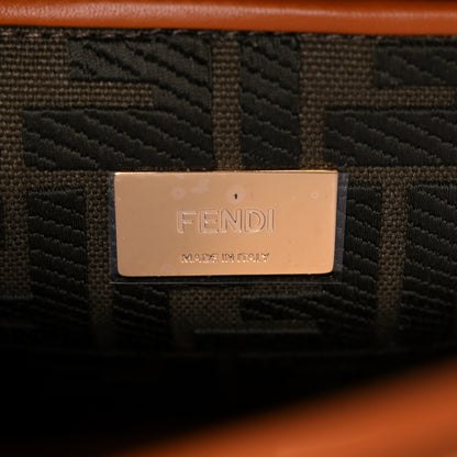 Fendi Vitello Seta Canvas FF Embroidered Medium Peekaboo Iconic Satchel Brandy Amazzonia 8 of 9