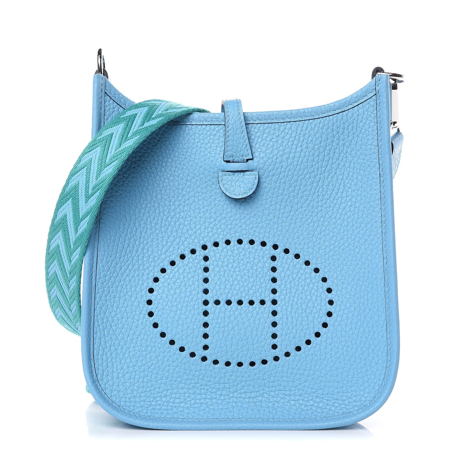 Hermes Taurillon Clemence Amazone Evelyne TPM Bleu Du Nord Vert Verone 1 of 9