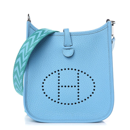 Hermes Taurillon Clemence Amazone Evelyne TPM Bleu Du Nord Vert Verone 1 of 9