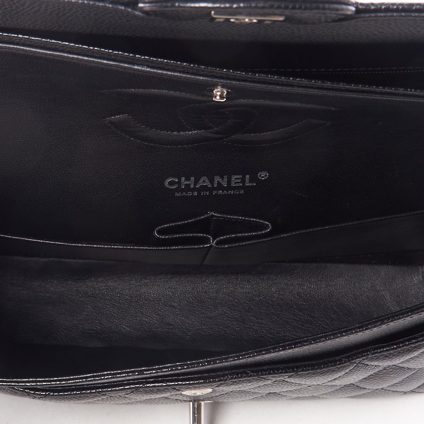 Caviar Quilted Medium Double Flap Black