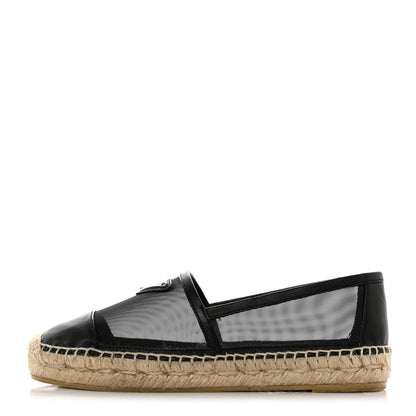 Prada Rete Nappa Metal Triangle Logo 20mm Espadrilles 36 Black 1 of 8