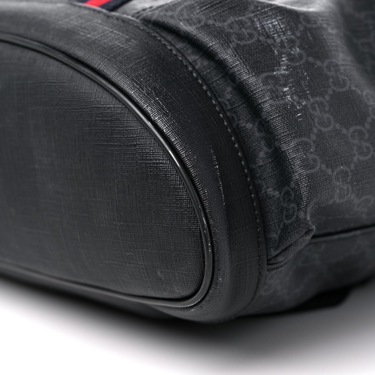 Soft GG Supreme Monogram Calfskin Web Double Buckle Backpack Black