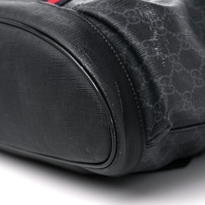 Gucci Soft GG Supreme Monogram Calfskin Web Double Buckle Backpack Black 8 of 19