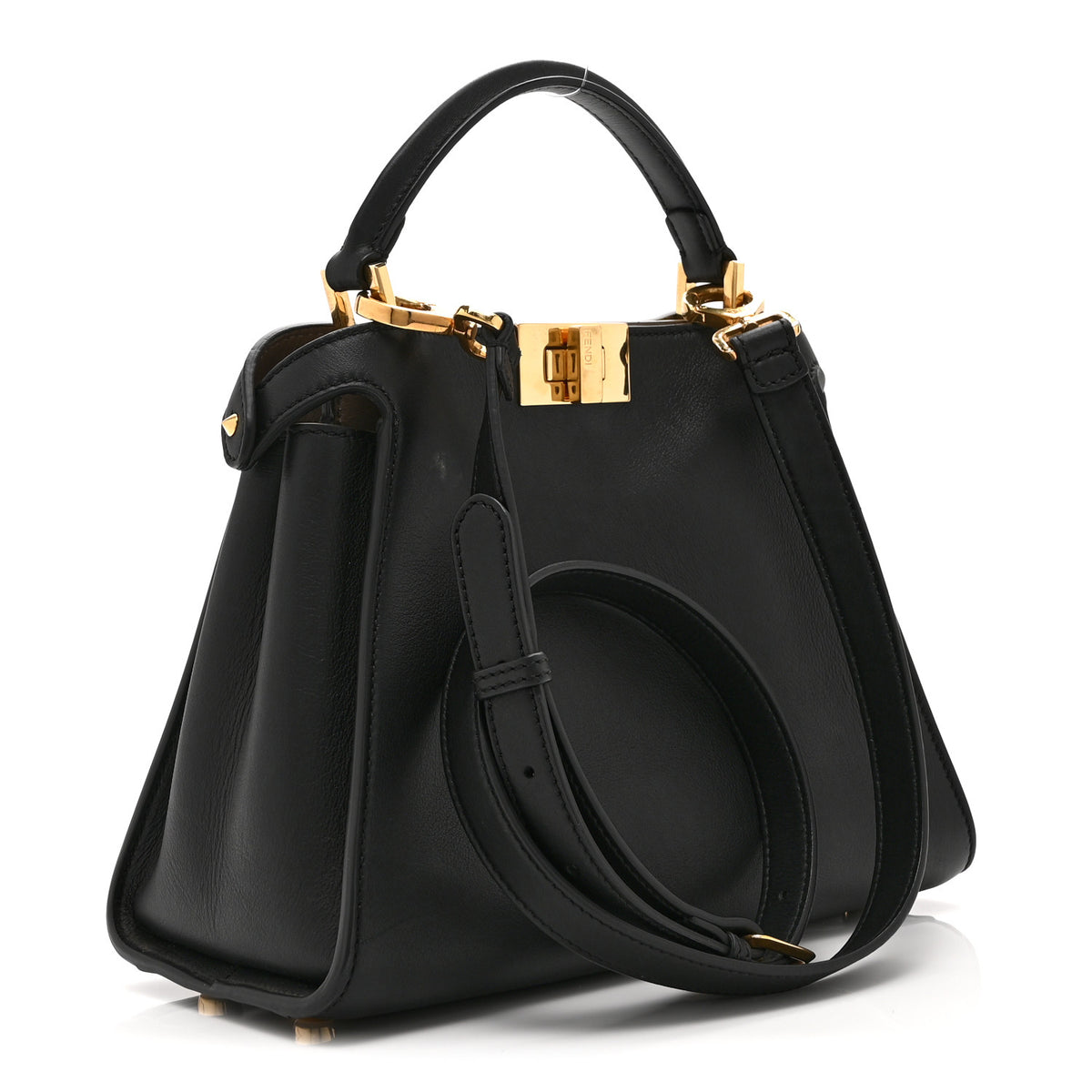 Fendi Vitello Tahiti Burro Medium Peekaboo Iconic Essentially Satchel Black Corda 3 of 11