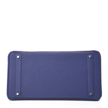 Hermes Togo Swift Officier Birkin 40 Bleu Encre Bordeaux 33 of 35
