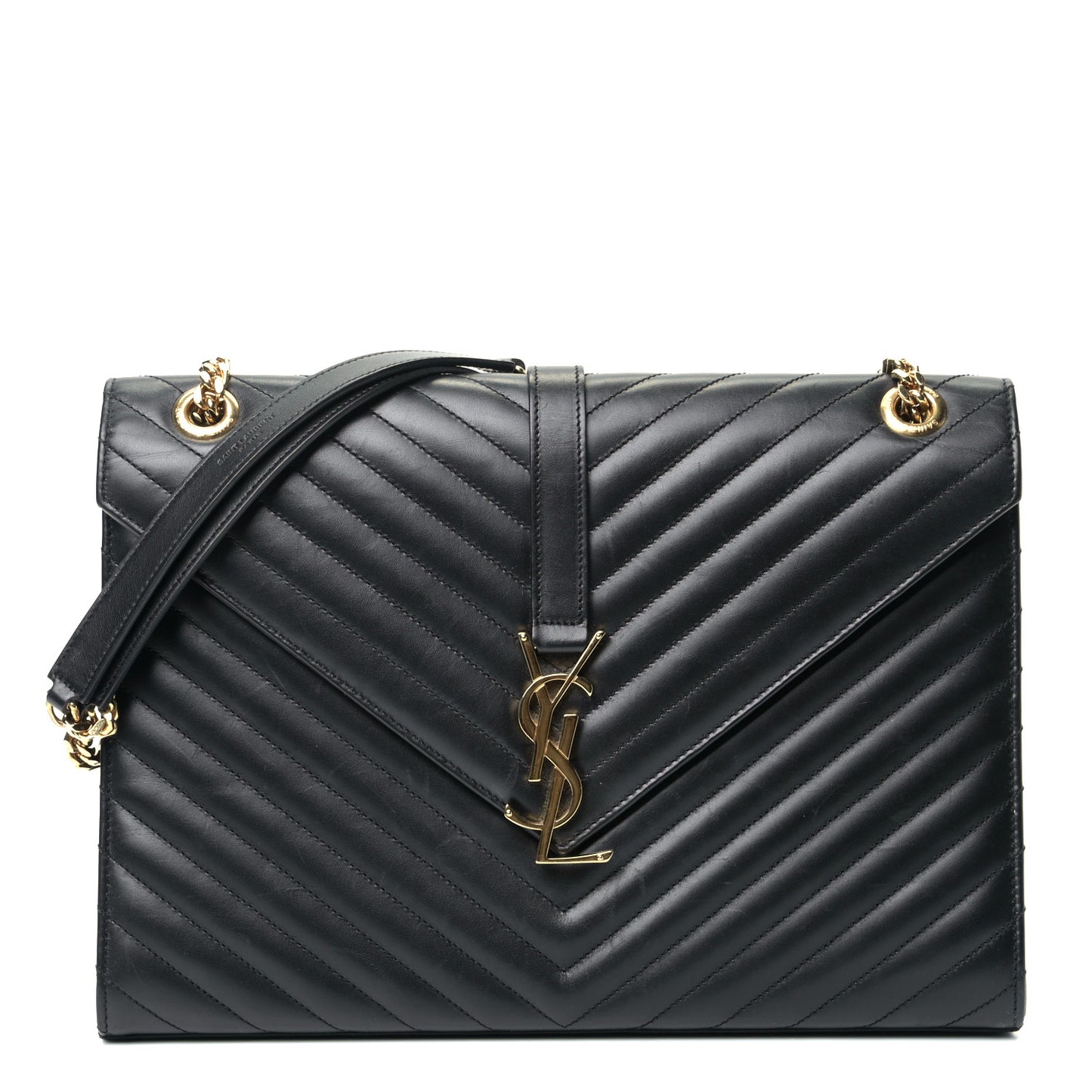 Grain De Poudre Matelasse Chevron Large Monogram Satchel Black