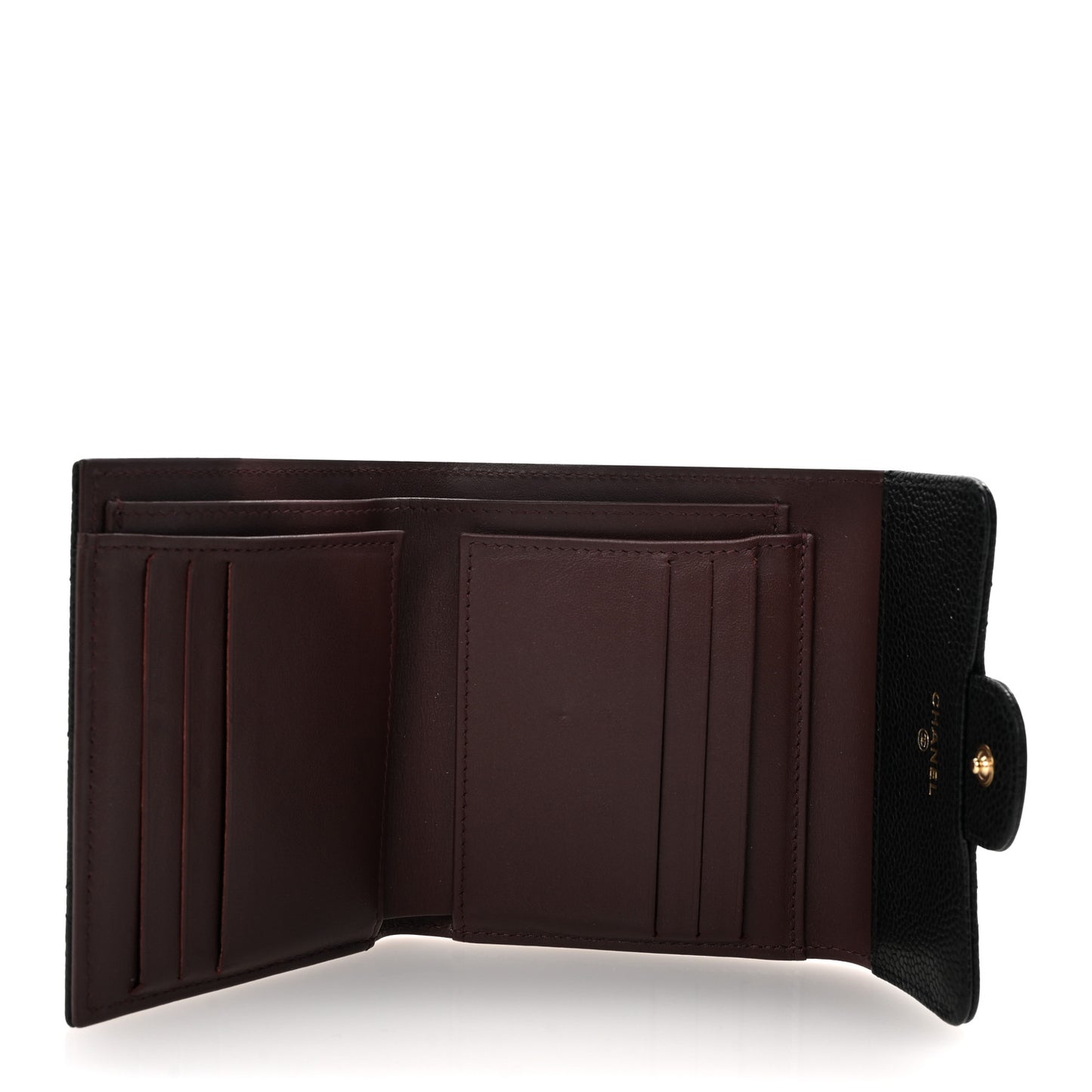 Caviar Quilted Compact Flap Wallet Black