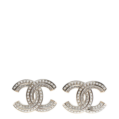 Chanel Crystal Pearl Chain Mania CC Earrings Gold 1 of 5