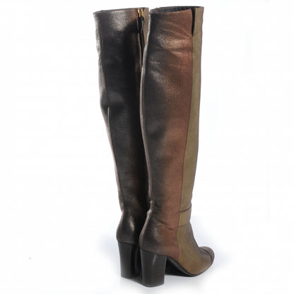 Chanel Iridescent Calfskin High Boots 35 Gold 4 of 7