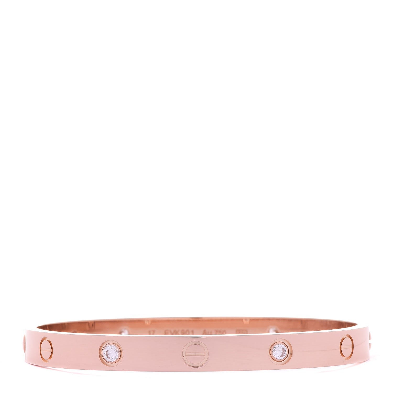 Cartier 18K Pink Gold 4 Diamond LOVE Bracelet 17 3 of 6