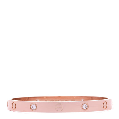 Cartier 18K Pink Gold 4 Diamond LOVE Bracelet 17 3 of 6
