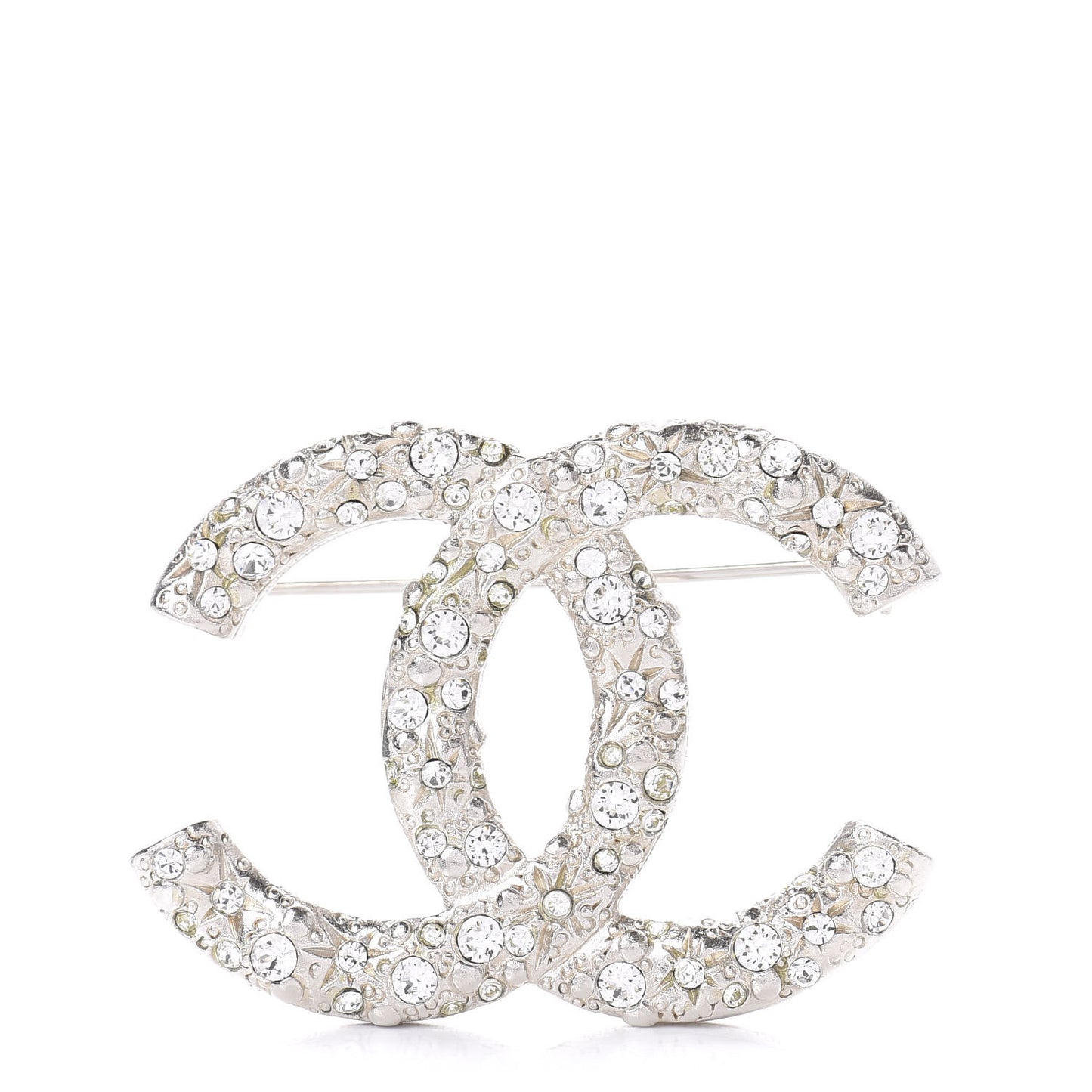 Swarovski Crystal Large CC Brooch Silver