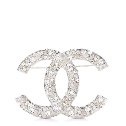 Chanel Swarovski Crystal Large CC Brooch Silver 1 of 4