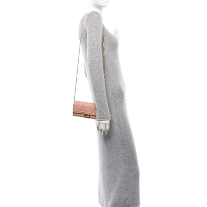 Fendi Nappa Matisse FF Embossed Continental Wallet On Chain Baby Pink 2 of 15