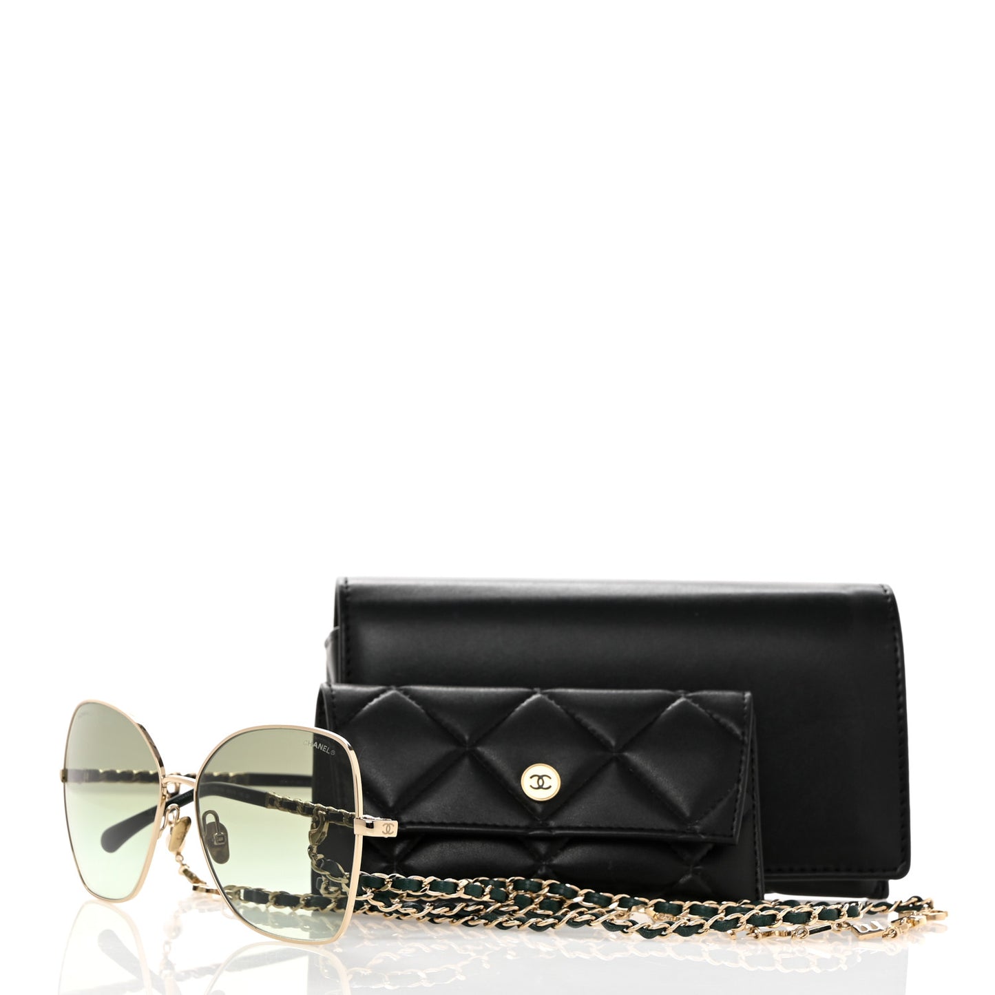 Metal Square Frame Chain Sunglasses 4274-Q Green