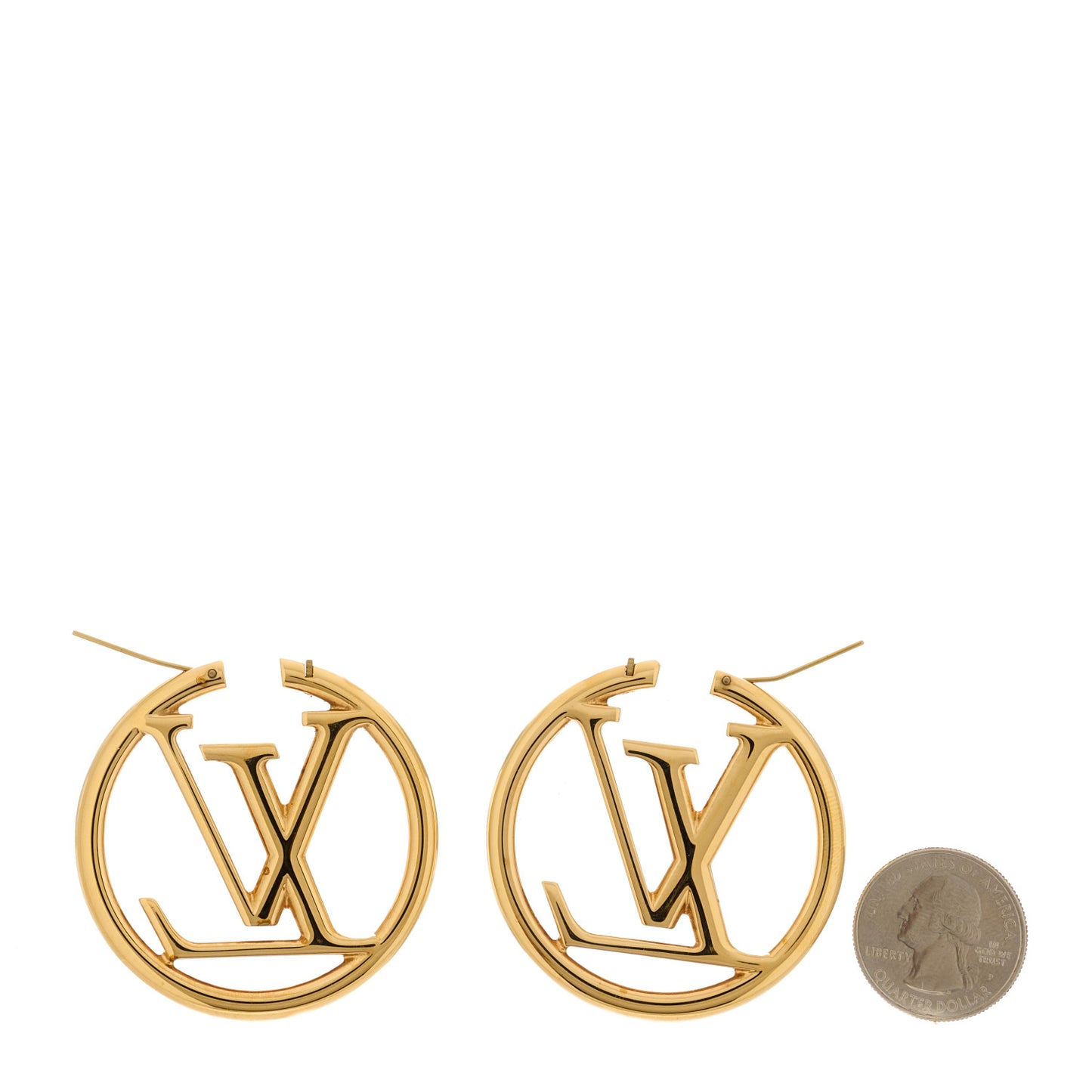 LOUIS VUITTON Metal Louise Hoop Earrings Gold