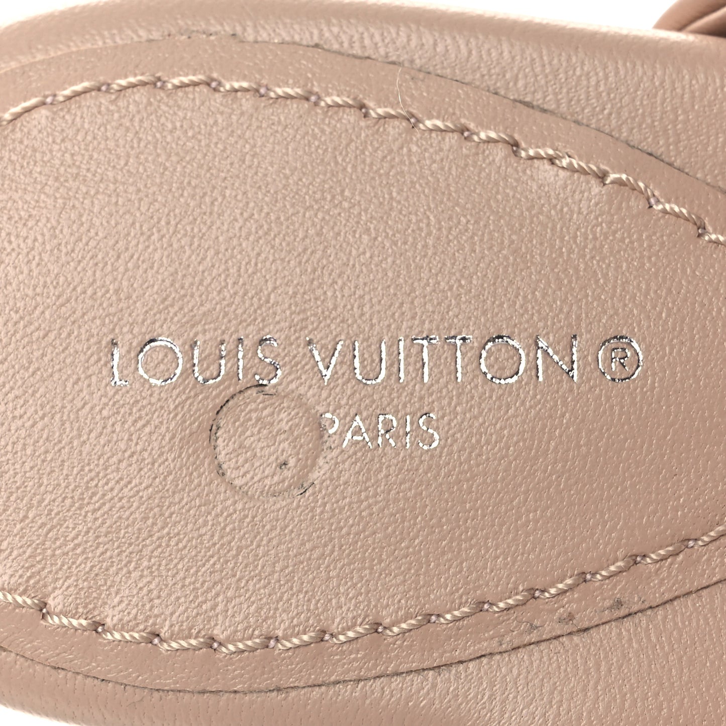 Lambskin Embossed Monogram Drapy Flat Thong Sandal 35.5 Beige