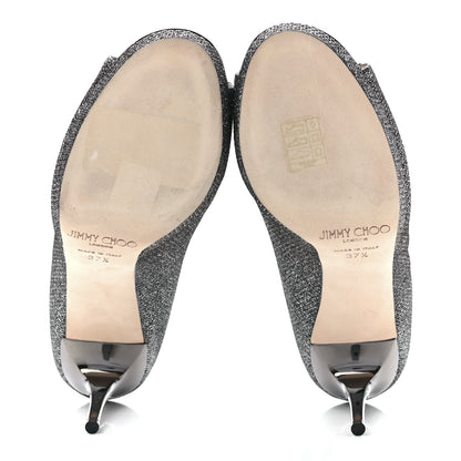 Jimmy Choo Glitter Luna 100 Peep Toe Pumps 37.5 Anthracite 5 of 7